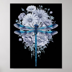 Blaue Libelle Wasserfarbeninsekten Poster