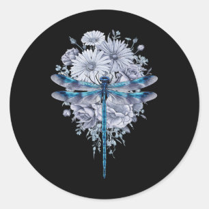 Blaue Libelle Wasserfarbeninsekten Runder Aufkleber