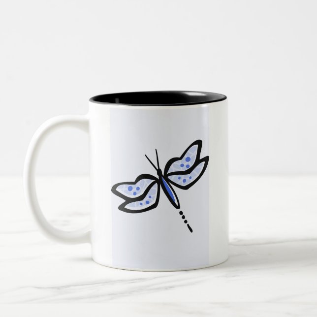 Blaue Libelle Zweifarbige Tasse (Links)