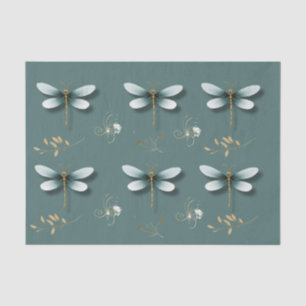 Blaue Libellen mit Weizen Seidenpapier