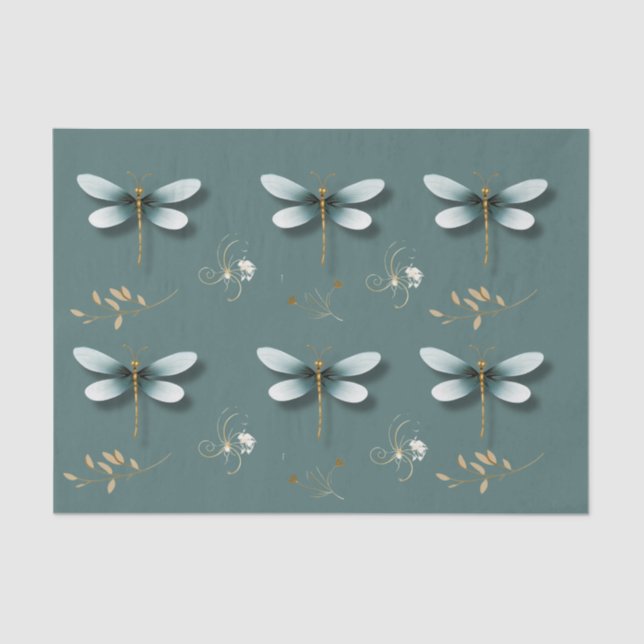 Blaue Libellen mit Weizen Seidenpapier (Vorderseite)