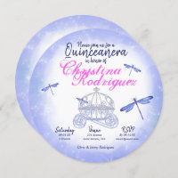 Blaue Libellen, Rosa Quinceañera Einladung