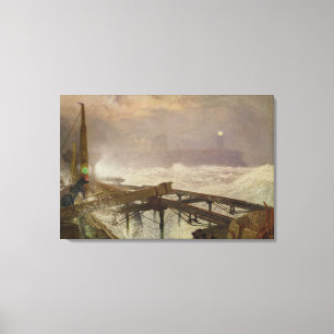 Blaue Lichter, Teignemouth Pier - Beleuchten der Leinwanddruck