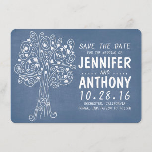Blaue Liebe Baumherzen rustikal speichern Sie die  Save The Date