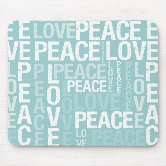 Blaue Liebe-Friedenstypographie Mousepad (Vorne)