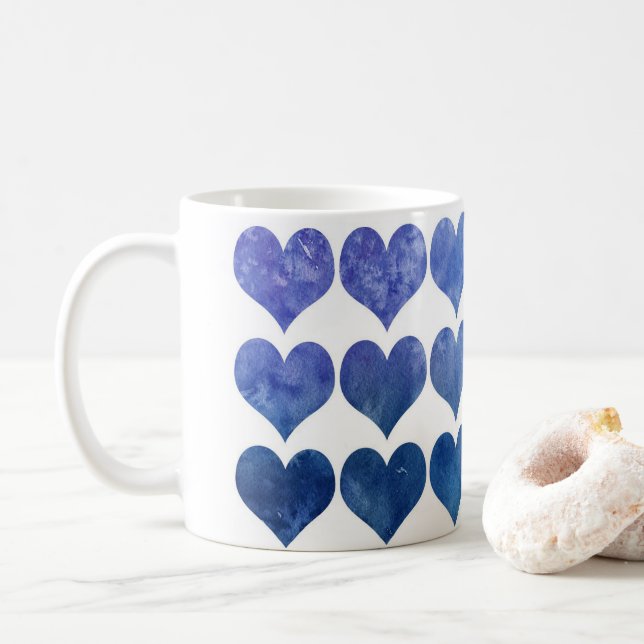 Blaue Liebe Herz Kaffeetasse (Mit Donut)