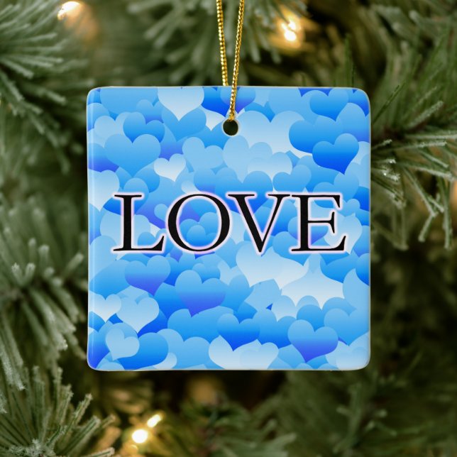 Blaue Liebe Keramikornament (Baum)