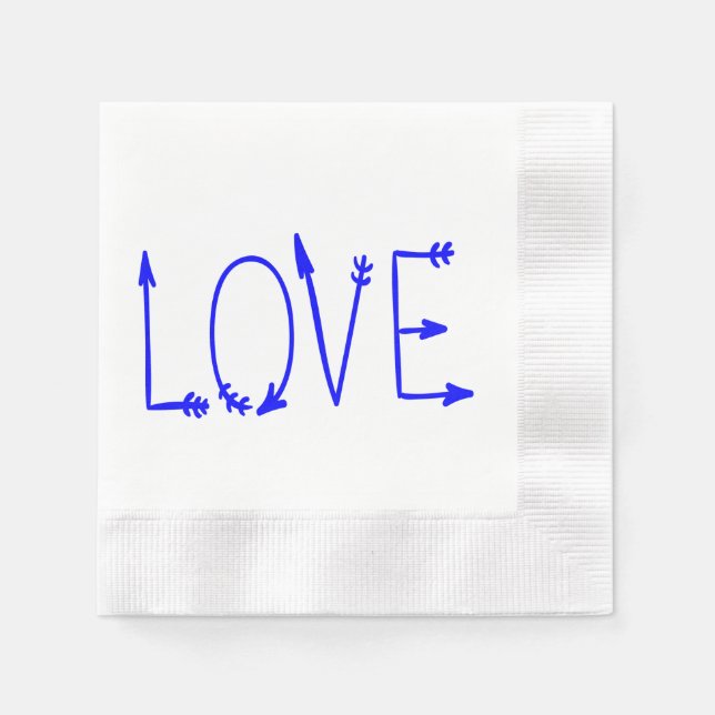 Blaue Liebe Pfeile Hochzeitsfeier Serviette (Vorderseite)
