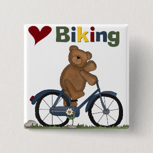 Blaue Liebe-radfahrende T-Shirts und Geschenke des Button