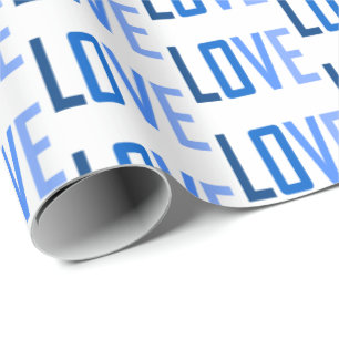 Blaue Liebe Typografie Geschenkpapier