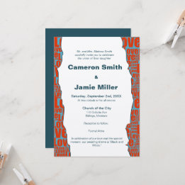 Blaue Liebe Typografie-Hochzeit im Herbst Einladung