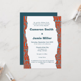Blaue Liebe Typografie-Hochzeit im Herbst Einladung