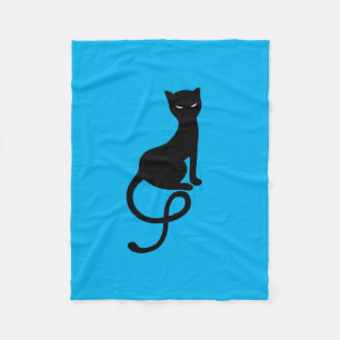 Blaue liebenswürdige schlechte schwarze Katze Fleecedecke