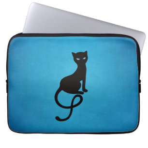 Blaue liebenswürdige schlechte schwarze Katze Laptopschutzhülle