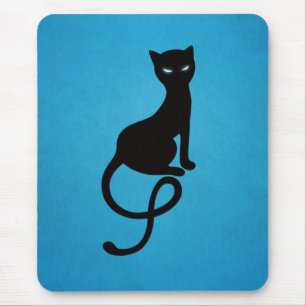 Blaue liebenswürdige schlechte schwarze Katze Mousepad