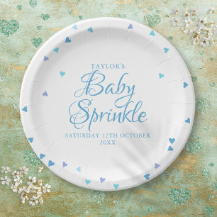 Blaue Liebesherzen Baby Boy Sprinkle Shower Pappteller