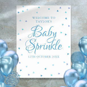 Blaue Liebesherzen-Baby-Sprinkle-Willkommensschild Poster