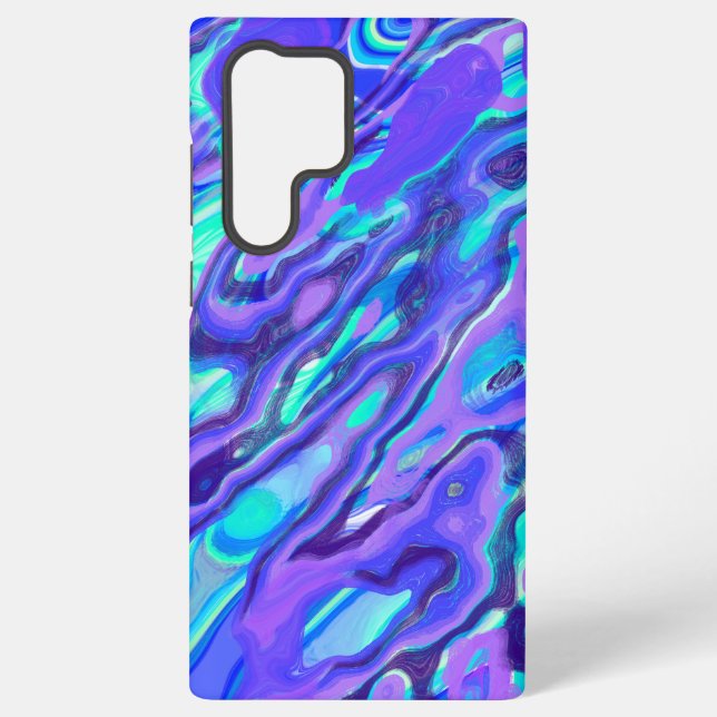 Blaue Lila Abstrakte Marmorbäume Liqui Samsung Galaxy Hülle (Rückseite)