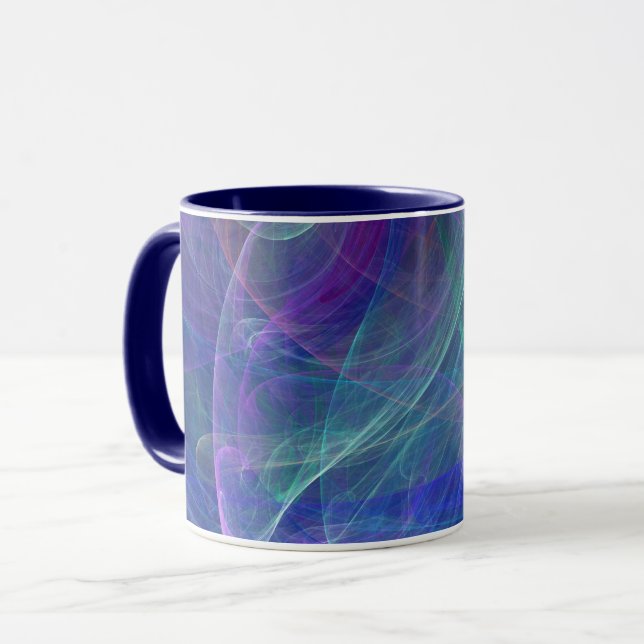 Blaue Lila Aquamarine Luftabstraktion Tasse (Vorderseite Links)