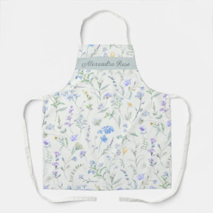 Blaue Lila Aquarell-Wildblume Benutzerdefinierter  Schürze