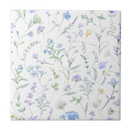 Blaue lila Aquarell-Wildblume Fliese