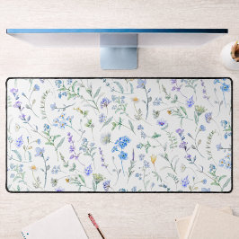Blaue lila Aquarell-Wildblume Schreibtischunterlage