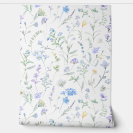 Blaue lila Aquarell-Wildblume Tapete