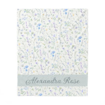 Blaue Lila Aquarell-Wildblumen-Monogramm-Name