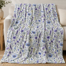 Blaue Lila Aquarell-Wildblumen-Muster