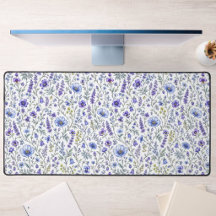 Blaue Lila Aquarell-Wildblumen-Muster