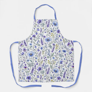 Blaue Lila-Aquarell-Wildblumenmuster Schürze