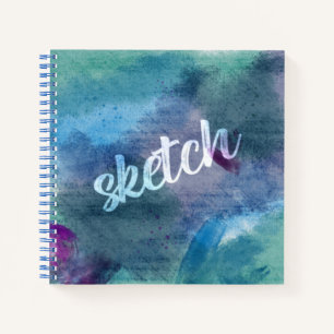 Blaue Lila Aquarellwaschskizze Notizbuch