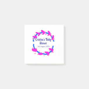 Blaue lila Babyparty-Blumenkranz Boho Namen hinzuf Post-it Klebezettel