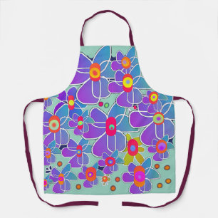 Blaue Lila Blume Burg Aqua Koch Schürze