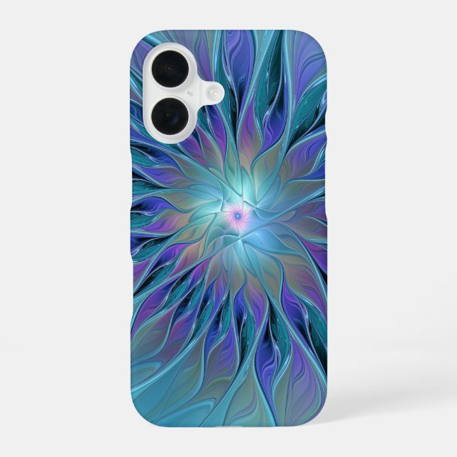 Blaue Lila Blume Traumstrecke Airolo - Fraktal iPhone 16 Hülle (Rückseite)