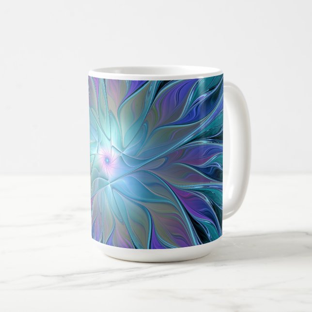 Blaue Lila Blume Traumstrecke Airolo - Fraktal Kaffeetasse (VorderseiteRechts)