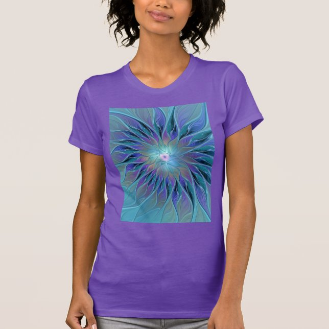 Blaue Lila Blume Traumstrecke Airolo - Fraktal T-Shirt (Vorderseite)