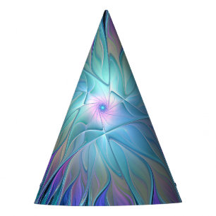 Blaue Lila Blumen Traum Abstrakt Fraktal Kunst Partyhütchen