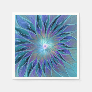 Blaue Lila Blumen Traum Abstrakt Fraktal Kunst Serviette