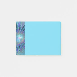 Blaue Lila-Blüten-Traum-Abstrakte-Fraktal-Kunst Post-it Klebezettel