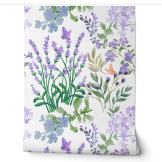 Blaue Lila Botanische Blumen Tapete