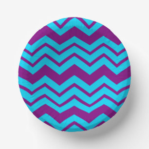 Blaue Lila Chevron-Zickzack-Design Pappteller