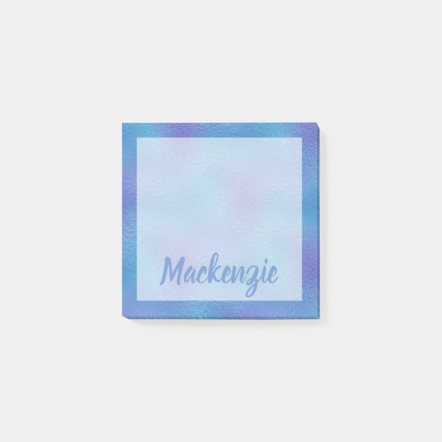 Blaue Lila Flasche Irisierter Shimmer Name Post-it Klebezettel (Vorderseite)