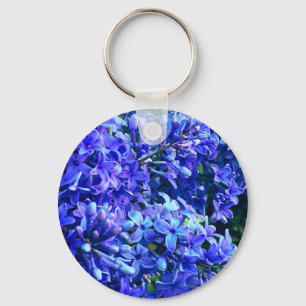 Blaue lila Flieder romantische blaue Blumenfoto Schlüsselanhänger