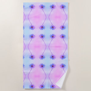 Blaue lila Gänseblümchen Strandtuch