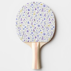 Blaue Lila Gelbe Aquarell-Wildblumenmuster Tischtennis Schläger