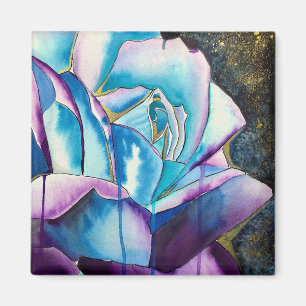Blaue lila gotische Aquarellkunst Rose Magnet