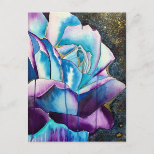 Blaue lila gotische Aquarellkunst Rose Postkarte
