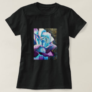 Blaue lila gotische Aquarellkunst Rose T-Shirt