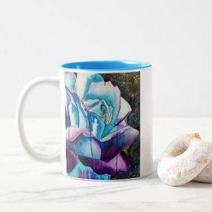 Blaue lila gotische Aquarellkunst Rose Zweifarbige Tasse
